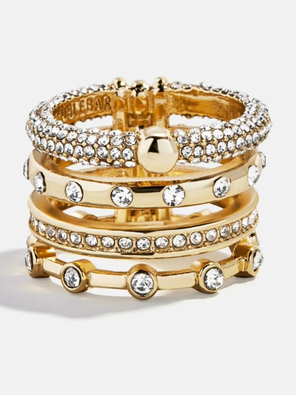 Baublebar Rosaire Stacked Ring - Gold Pavé Crystal sz 8 Like new!